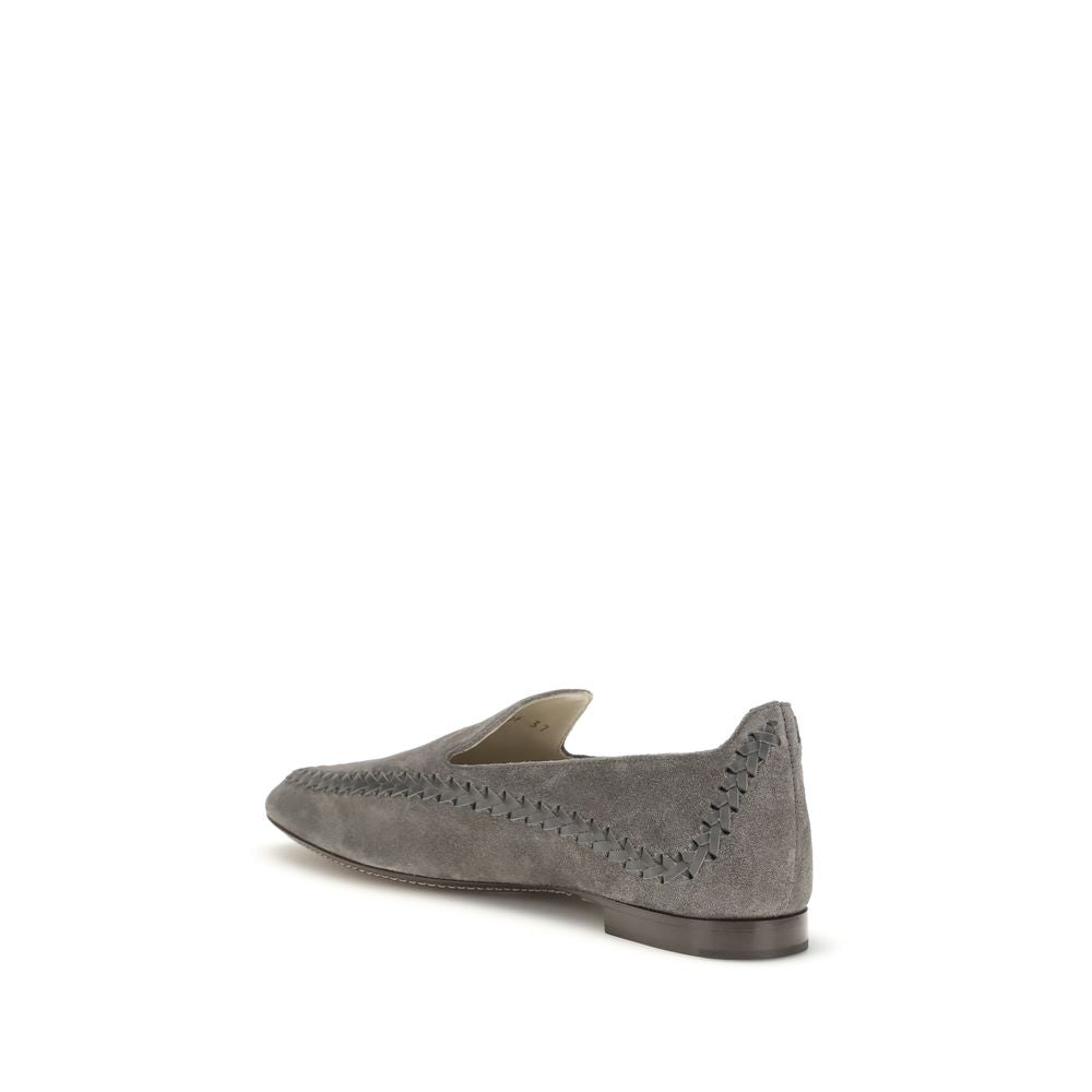 Giorgio Armani Gray Calf Leather Bos Taurus Slip-On Women's Loafers
