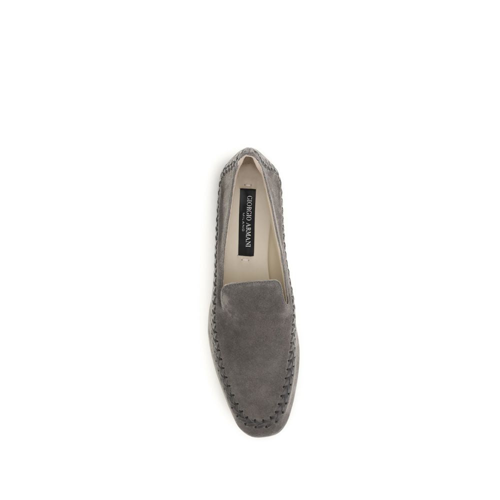Giorgio Armani Gray Calf Leather Bos Taurus Slip-On Women's Loafers