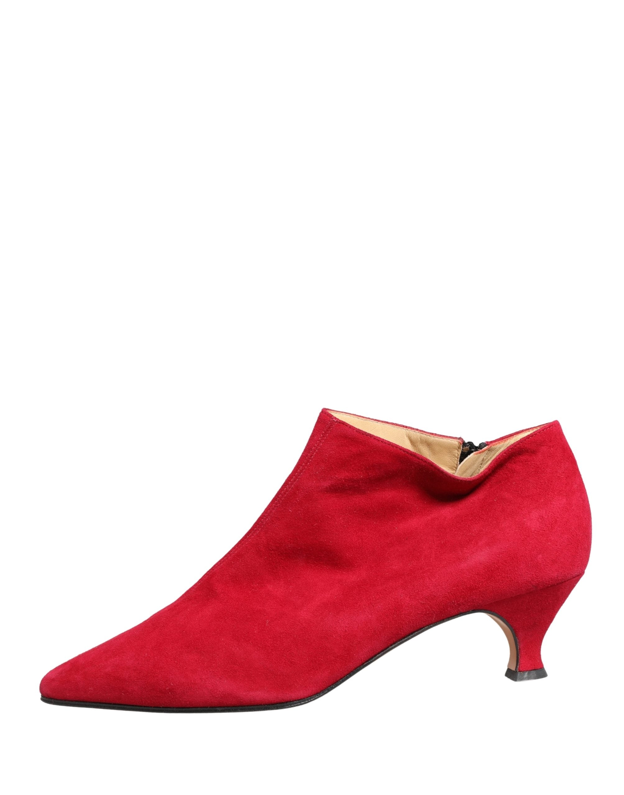 Dolce & Gabbana Red Suede Ankle Boots Women's Shoes