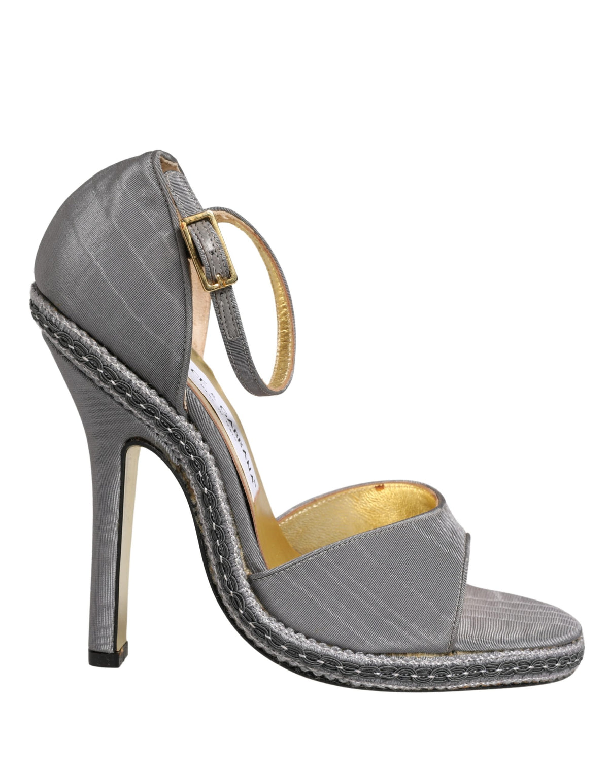Dolce & Gabbana Gray High Heeled Sandals Ankle Strap Women's Shoes