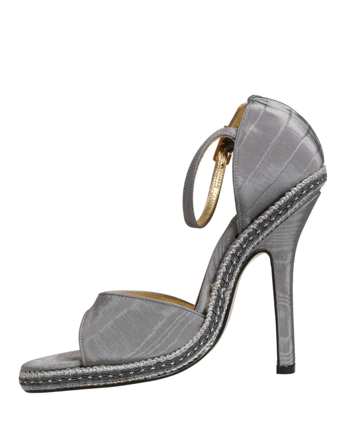Dolce & Gabbana Gray High Heeled Sandals Ankle Strap Women's Shoes