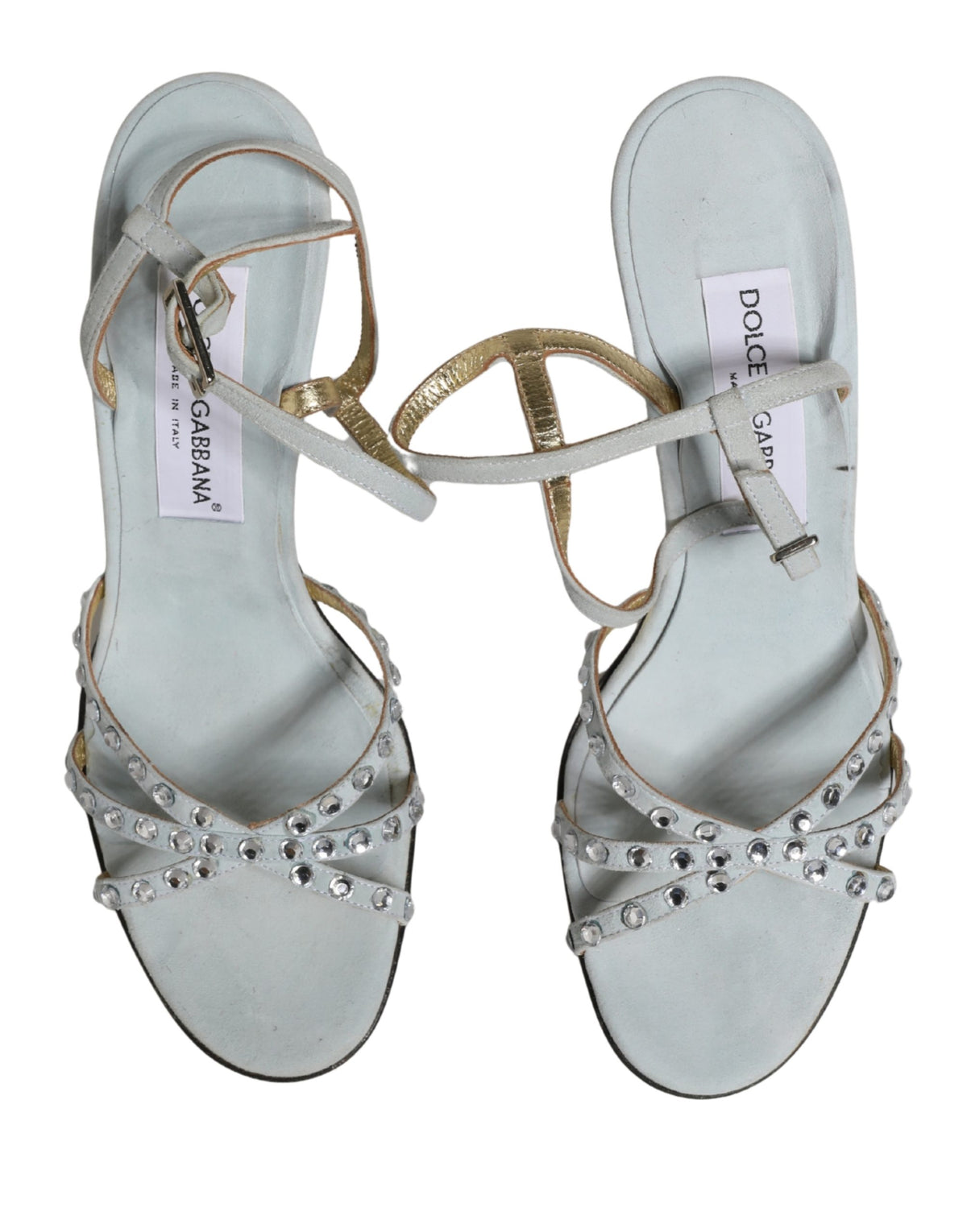 Dolce & Gabbana White Rhinestone High Heeled Sandals Women's Shoes (Pre-Owned)