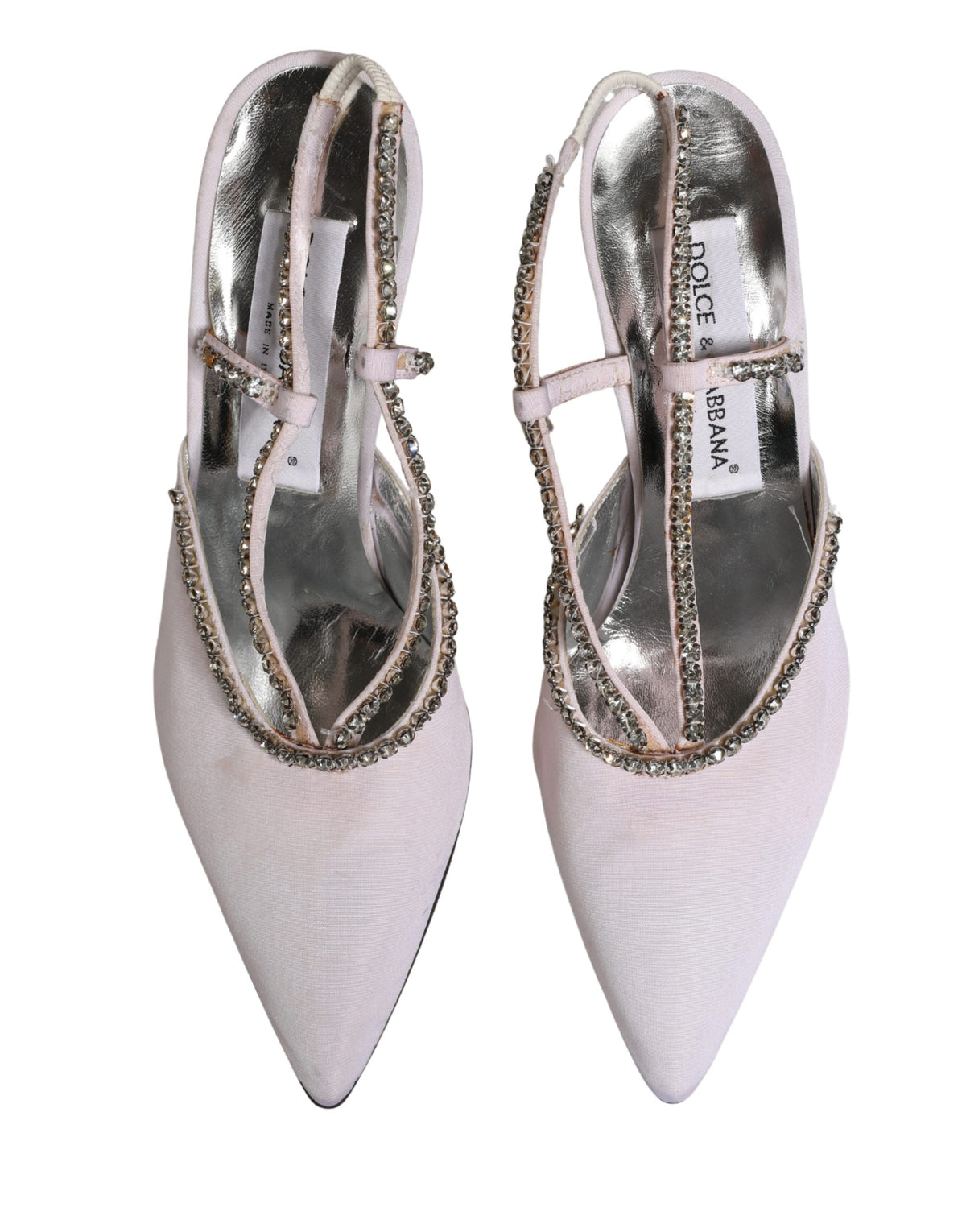 Dolce & Gabbana White Strass Crystal Slingbacks Pumps Women's Shoes (Pre-Owned)