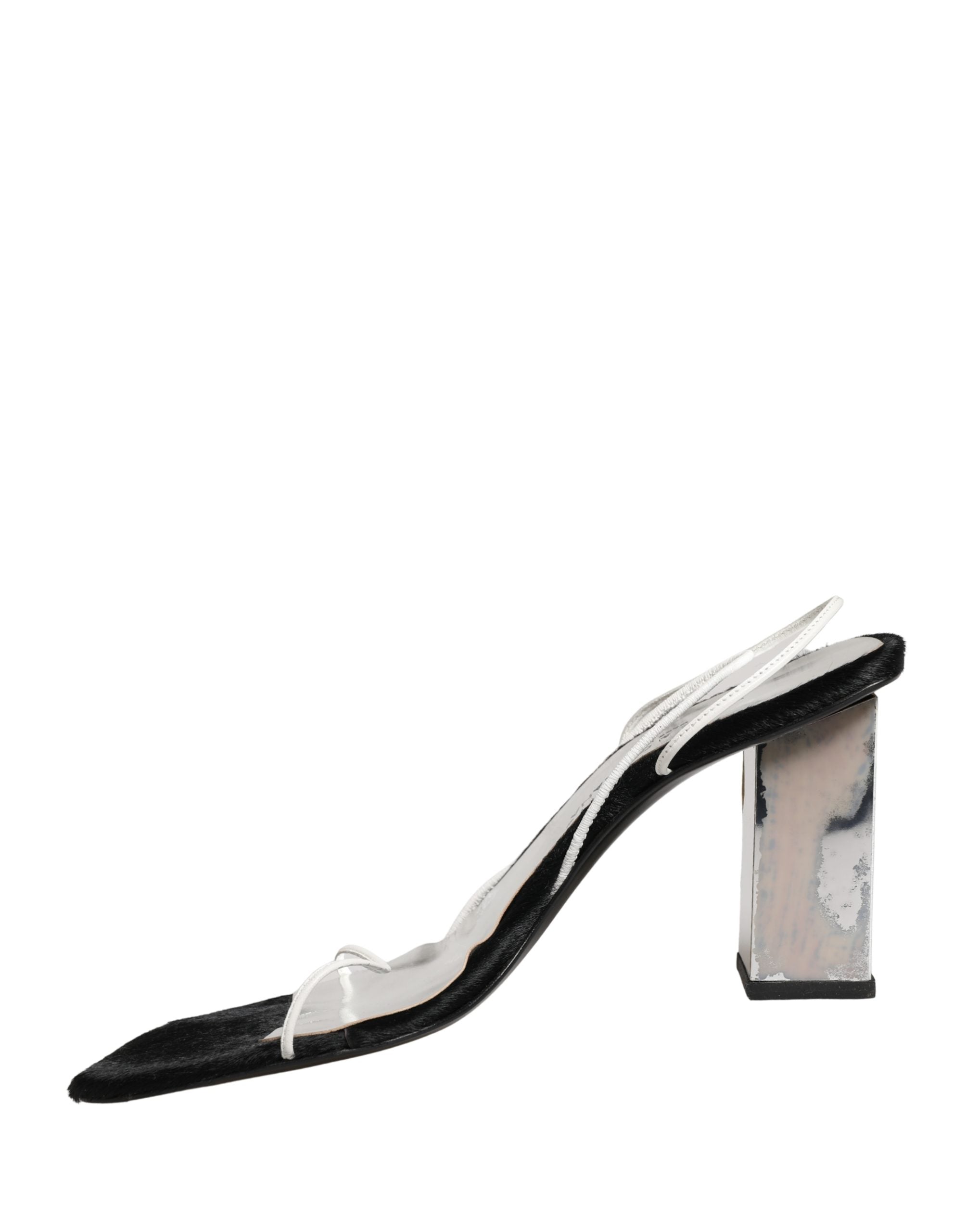 Dolce & Gabbana Silver Black Leather Block Heels Sandals Women's Shoes (Pre-Owned)