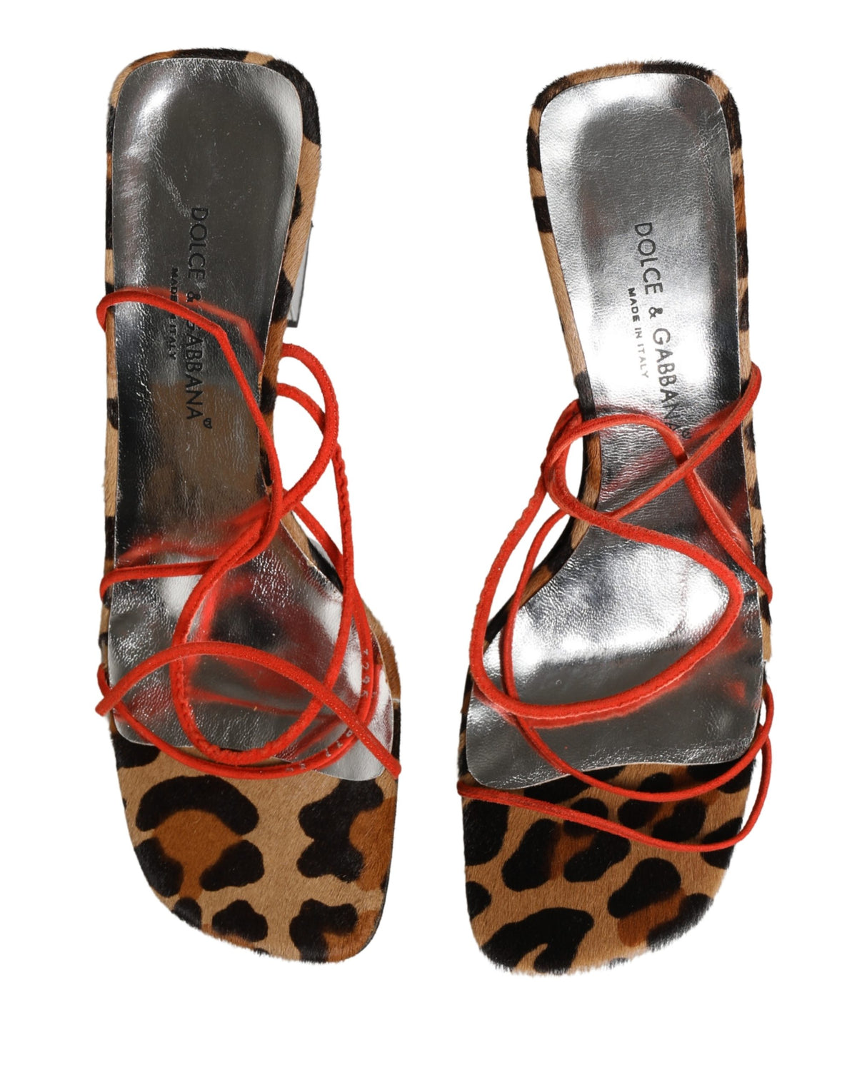 Dolce & Gabbana Multicolor Leather Block Heels Sandals Women's Shoes