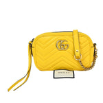 Gucci Marmont Yellow Leather Shoulder Bag (Pre-Owned)