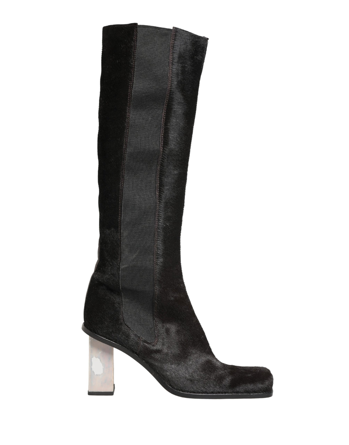 Dolce & Gabbana Black Suede Leather Knee High Boots Women's Shoes (Pre-Owned)