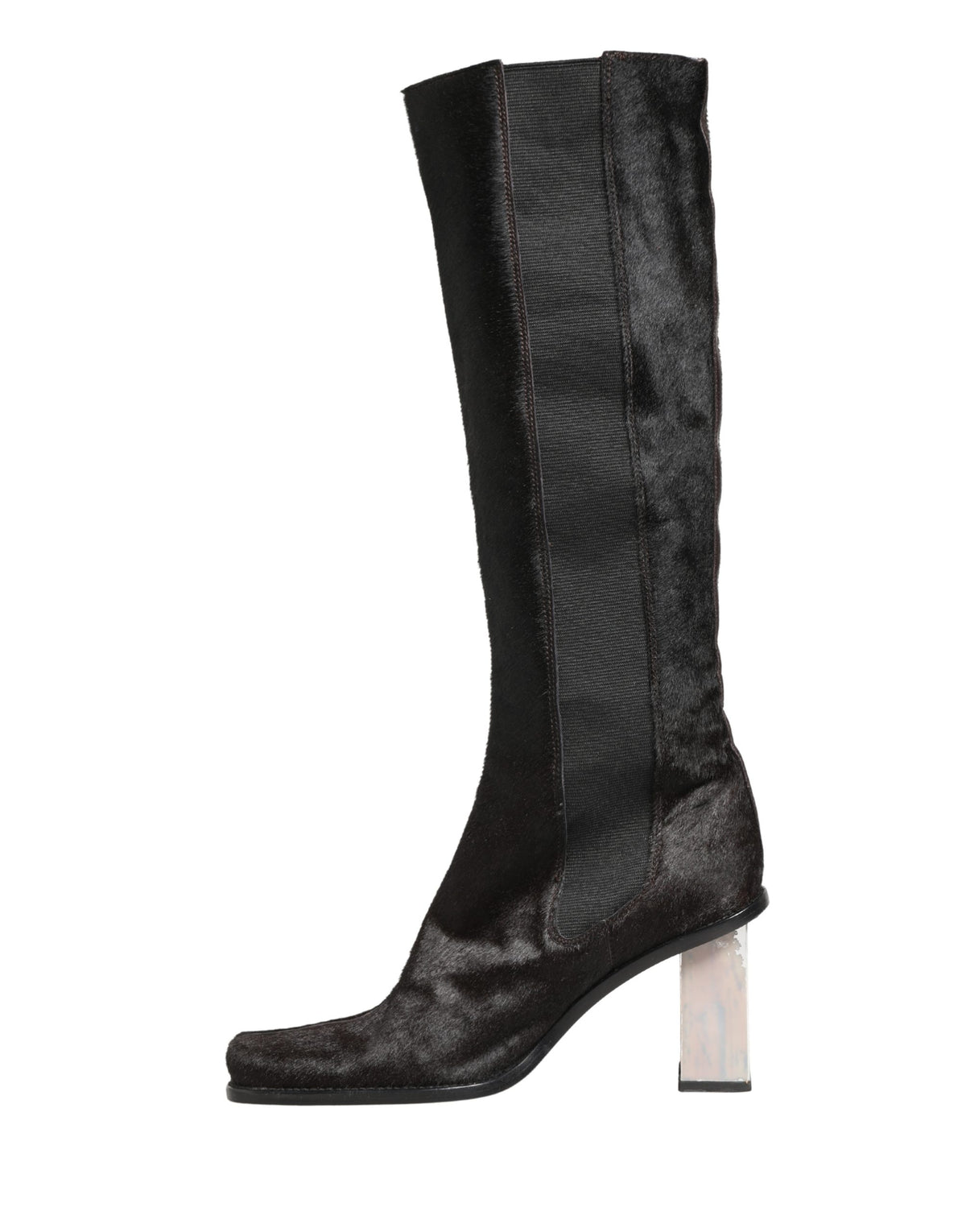 Dolce & Gabbana Black Suede Leather Knee High Boots Women's Shoes (Pre-Owned)