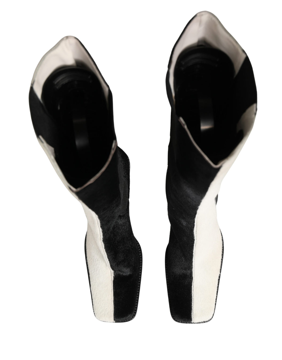 Dolce & Gabbana White Black Leather Knee High Boots Women's Shoes (Pre-Owned)