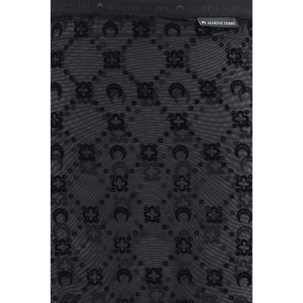 Marine Serre Black Recycled Polyamide Midi Women's Skirt