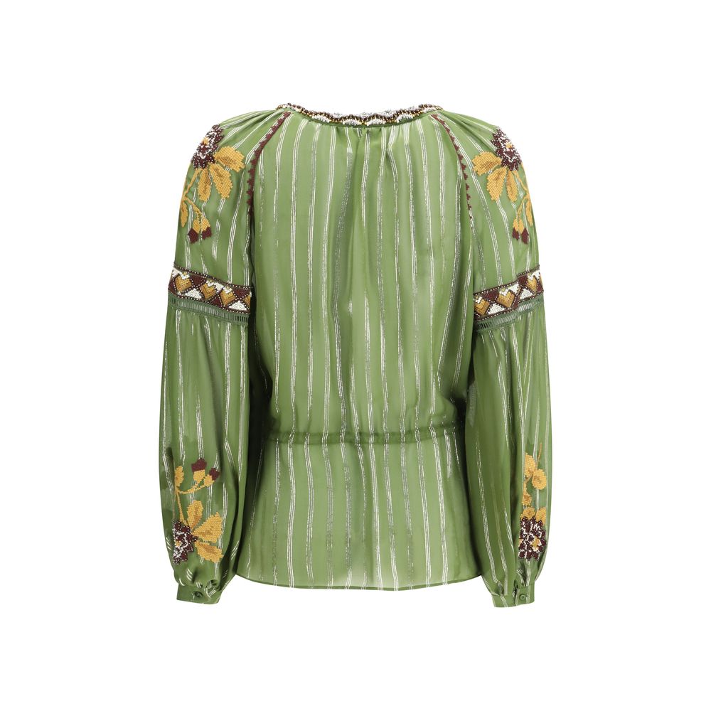 Bicolor Silk Pattern Women's Shirt