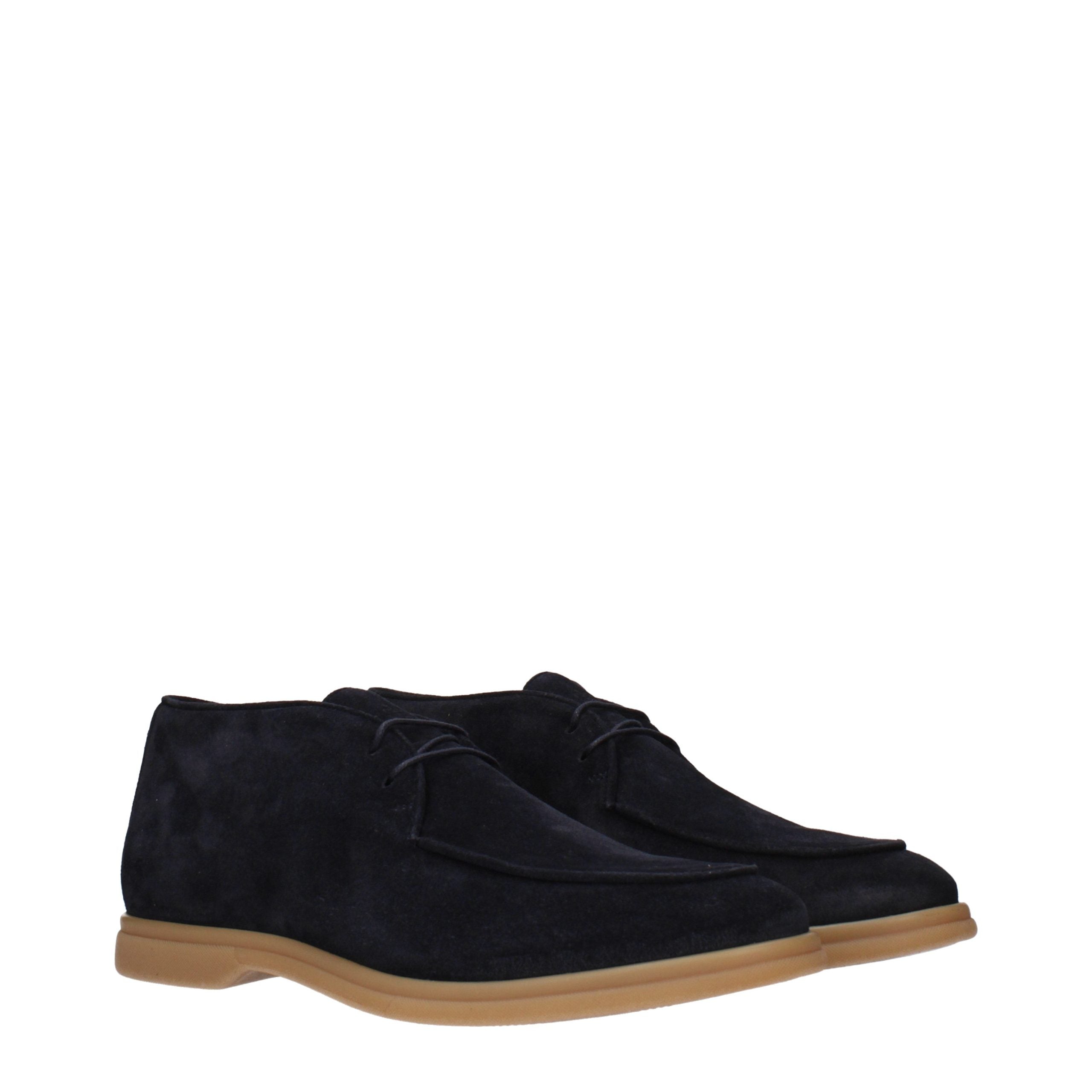Eleventy Blue Leather Oxfords And Men's Derbies
