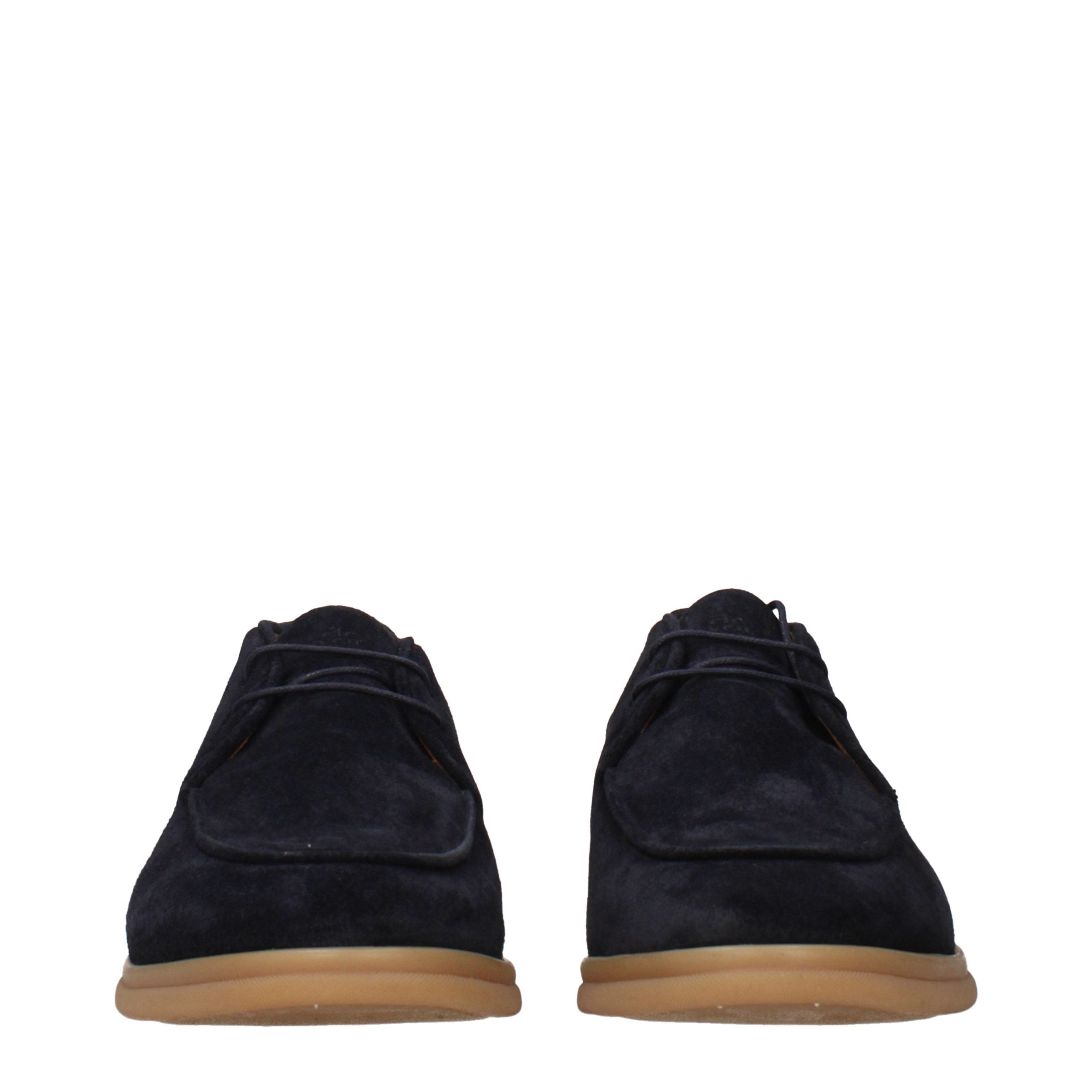 Eleventy Blue Leather Oxfords And Men's Derbies