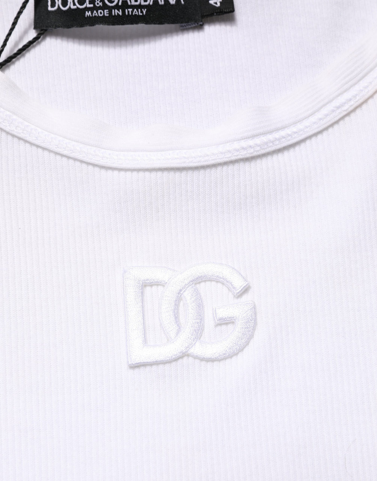 Dolce & Gabbana White Ribbed Cotton Sleeveless Tank  Men's T-shirt (Pre-Owned)