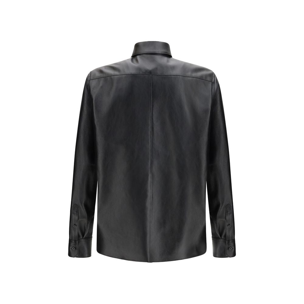 Dolce & Gabbana Black Leather Dress Men's Shirt