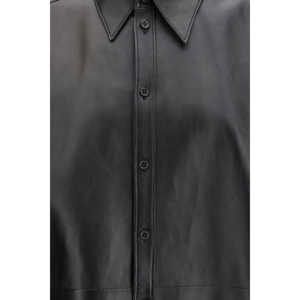 Dolce & Gabbana Black Leather Dress Men's Shirt