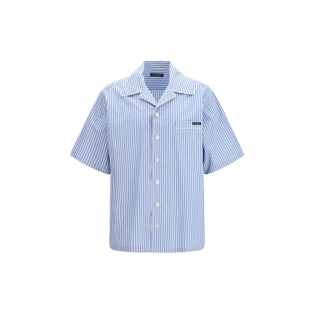 Dolce & Gabbana Blue Cotton Shortsleeve Men's Shirt