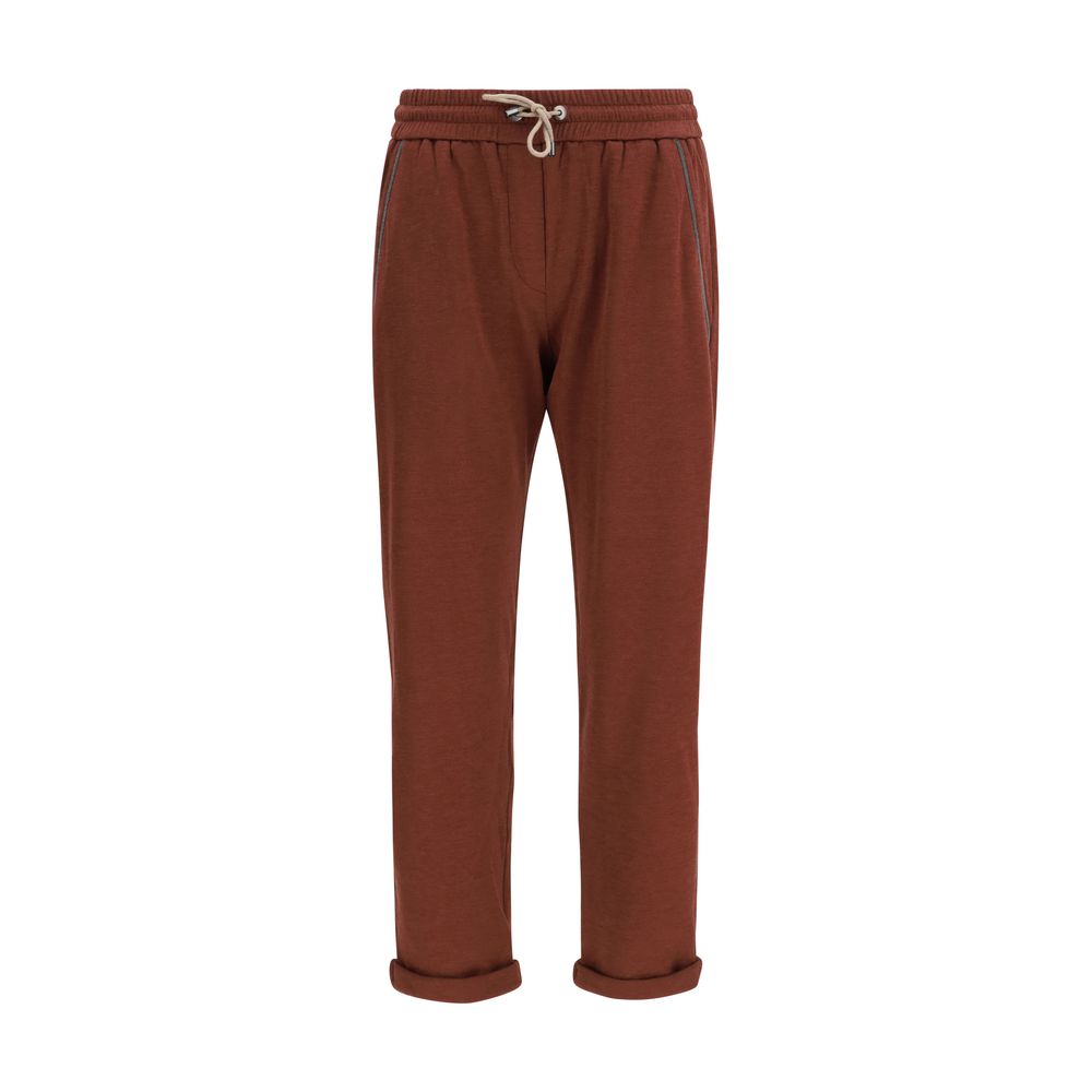 Brunello Cucinelli Bordeaux Cotton Casual Women's Pants