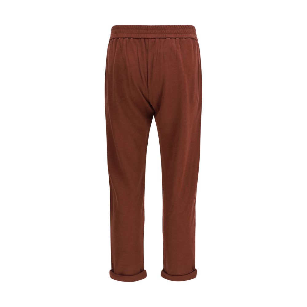 Brunello Cucinelli Bordeaux Cotton Casual Women's Pants
