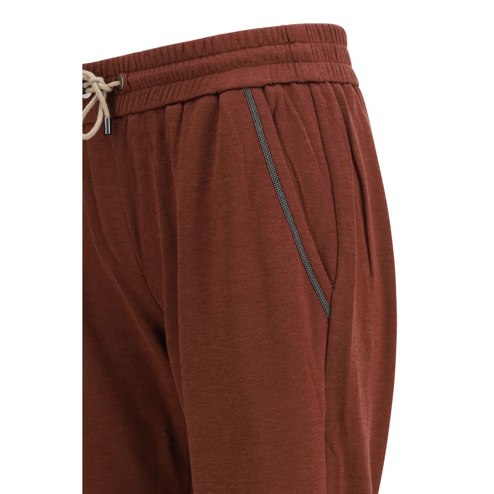 Brunello Cucinelli Bordeaux Cotton Casual Women's Pants