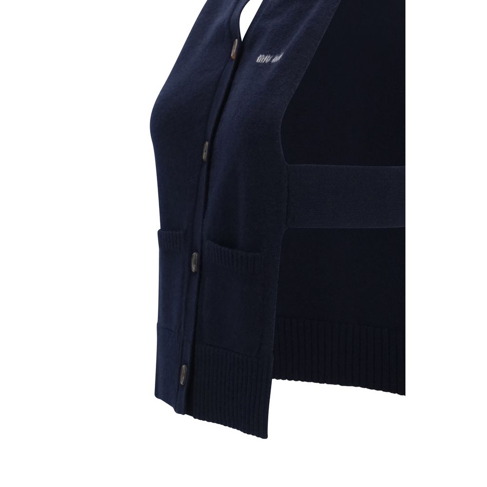 Miu Miu Blue Cashmere Sleeveles Women's Sweater