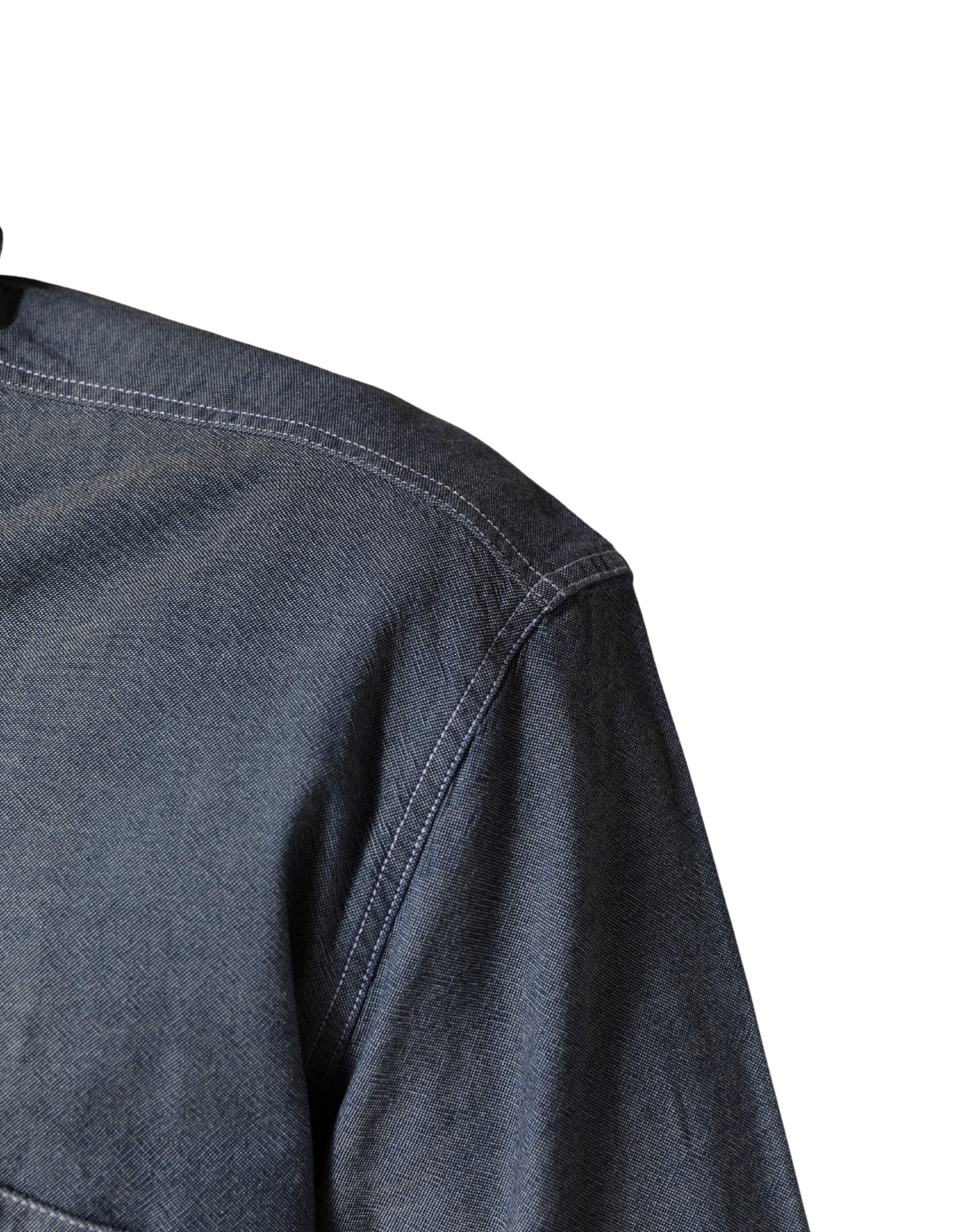 AGLINI Dark Blue Slim Fit Collared Long Sleeve Denim Men's Shirt (Pre-Owned)