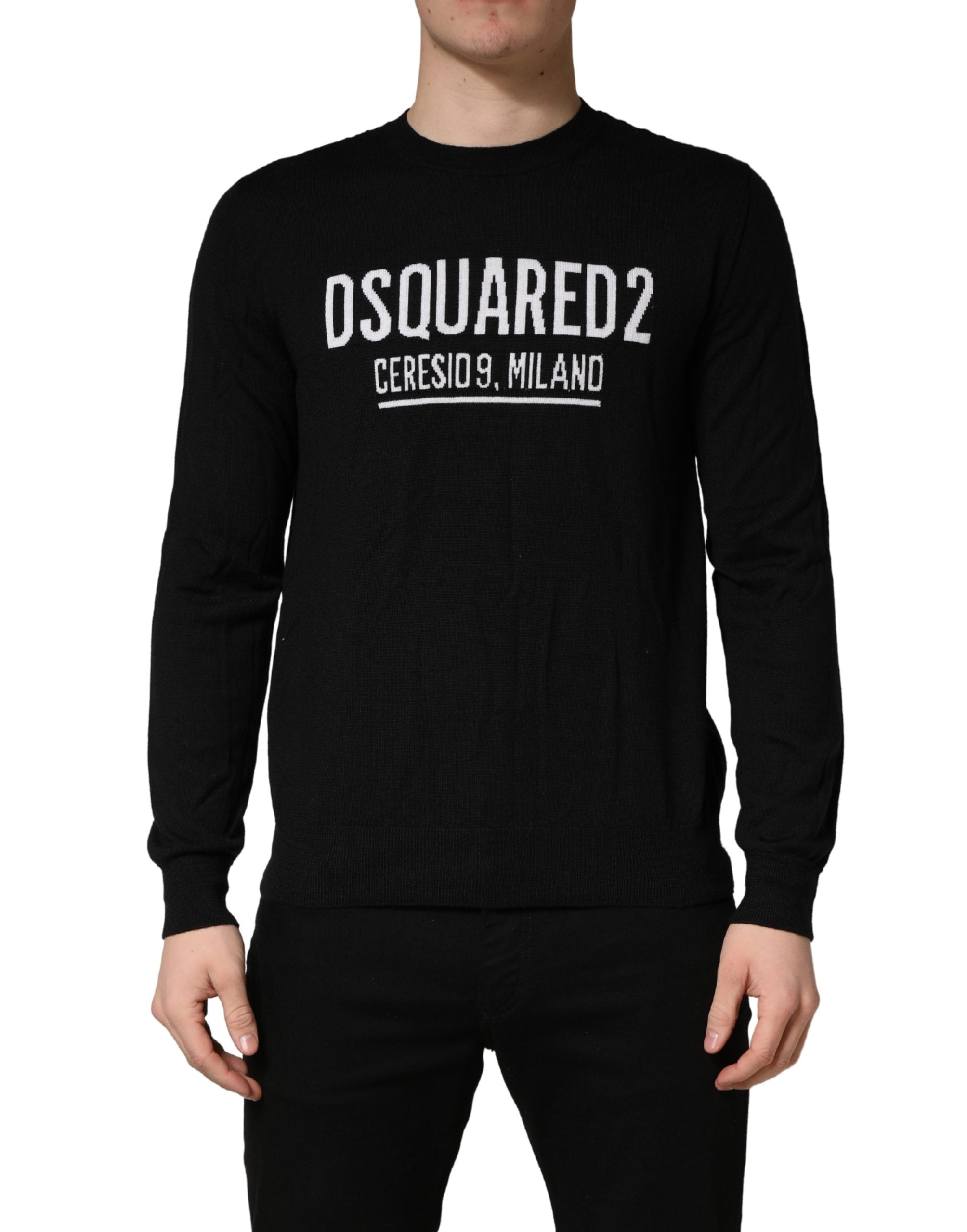 Dsquared² Black Logo Knitted Crew Neck Men Pullover Men's Sweater