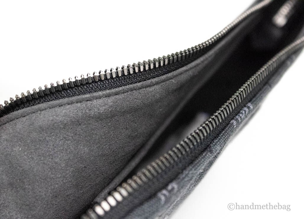 MCM MCM Veritas Medium Dark Grey Denim Monogram Logo Canvas Clutch Pouch Women's Handbag