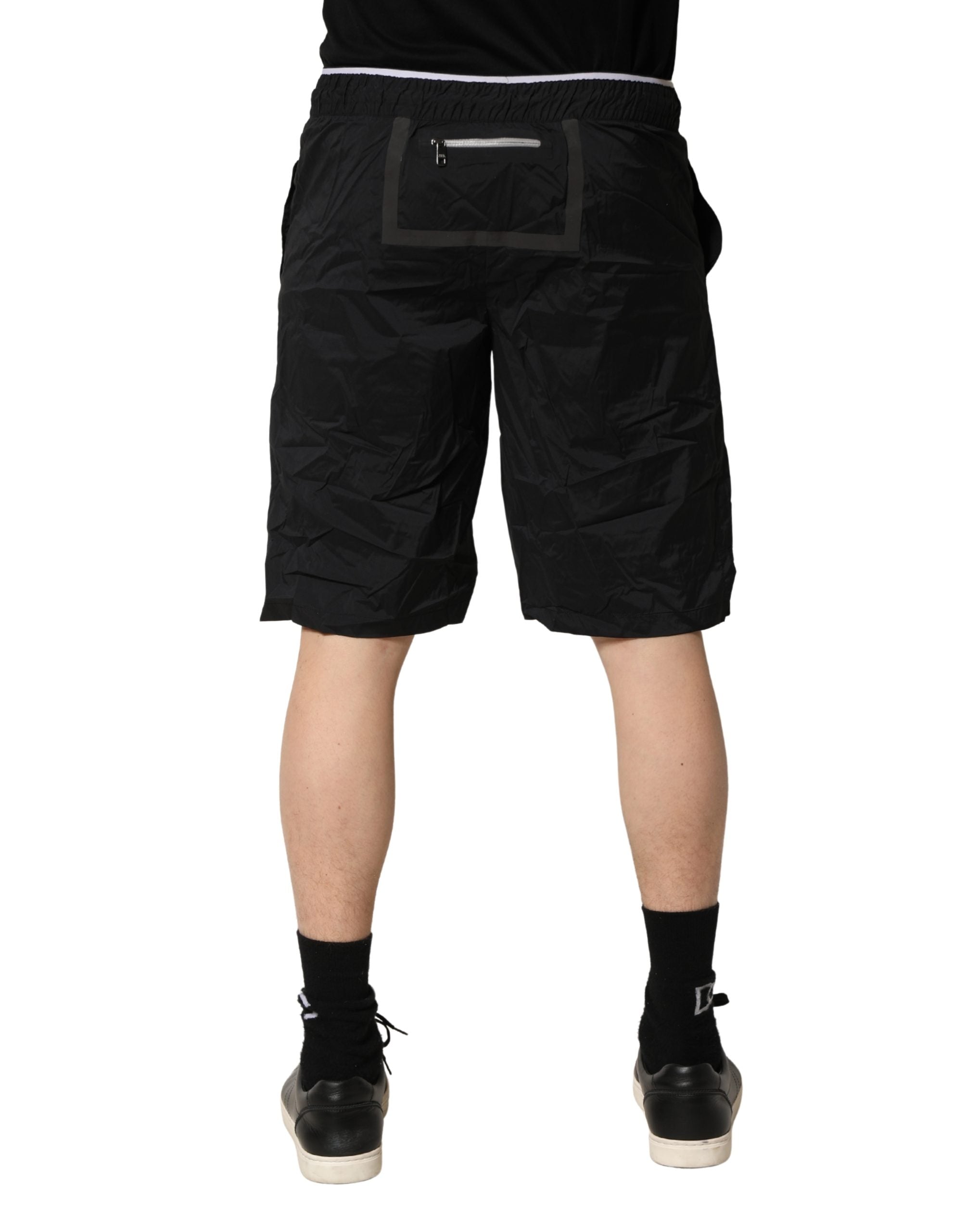 Dolce & Gabbana Black Nylon Elastic Waist Swim Shorts Men's Swimwear (Pre-Owned)