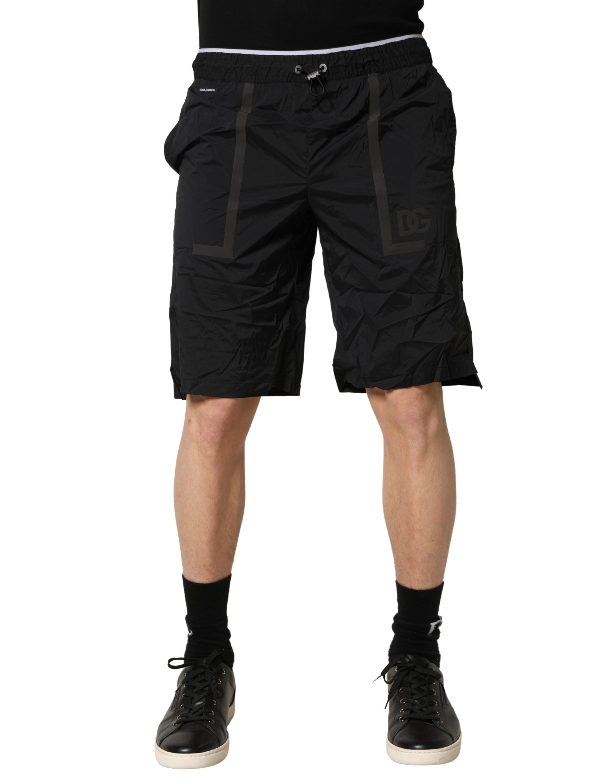 Dolce & Gabbana Black Nylon Elastic Waist Swim Shorts Men's Swimwear (Pre-Owned)