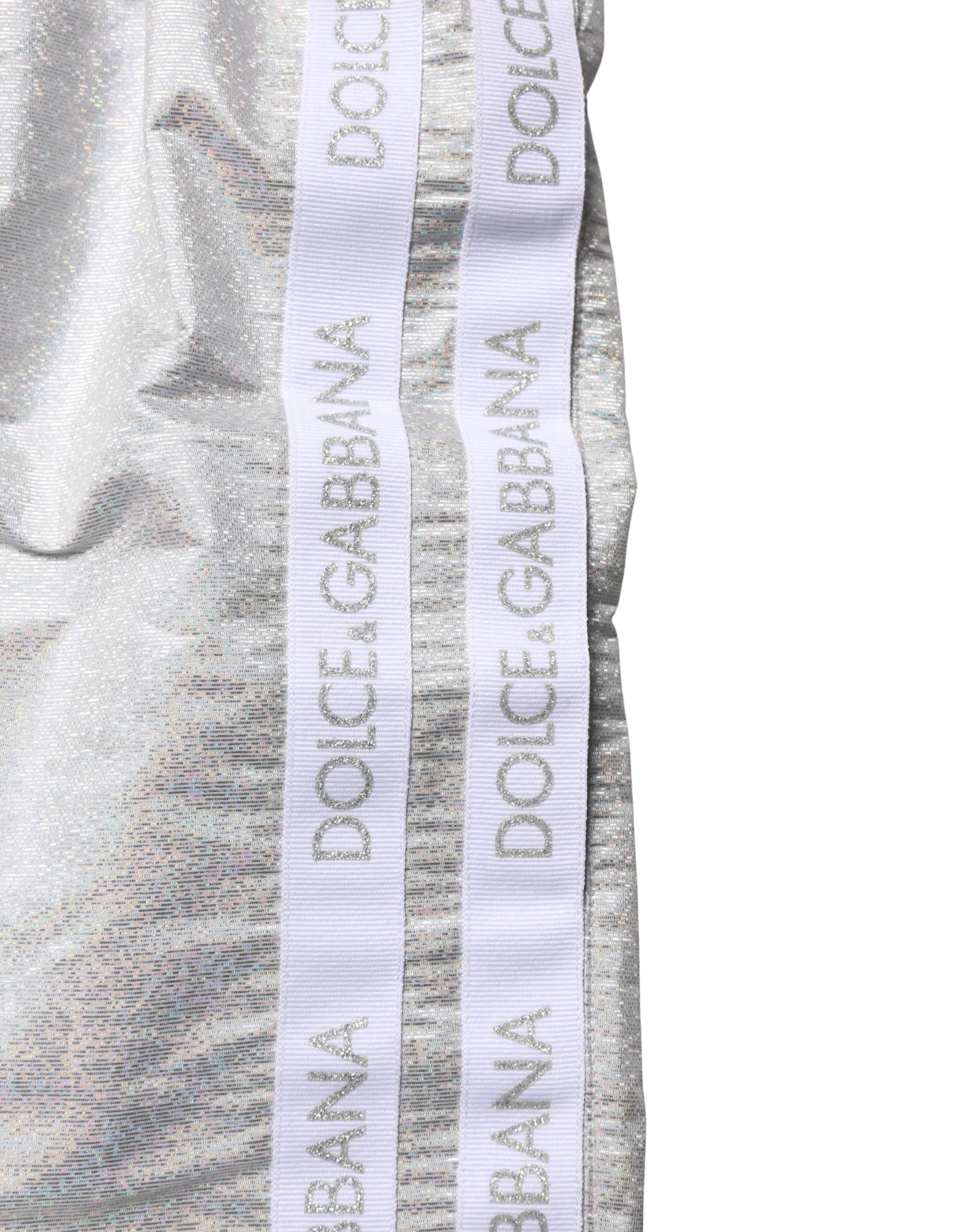 Dolce & Gabbana Silver Polyester Drawstring Men Shorts Men's Swimwear