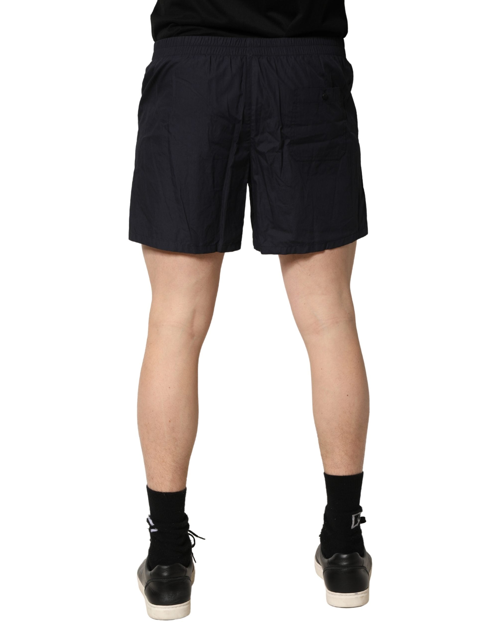Dolce & Gabbana Black Cotton Elastic Waist Swim Shorts Men's Swimwear