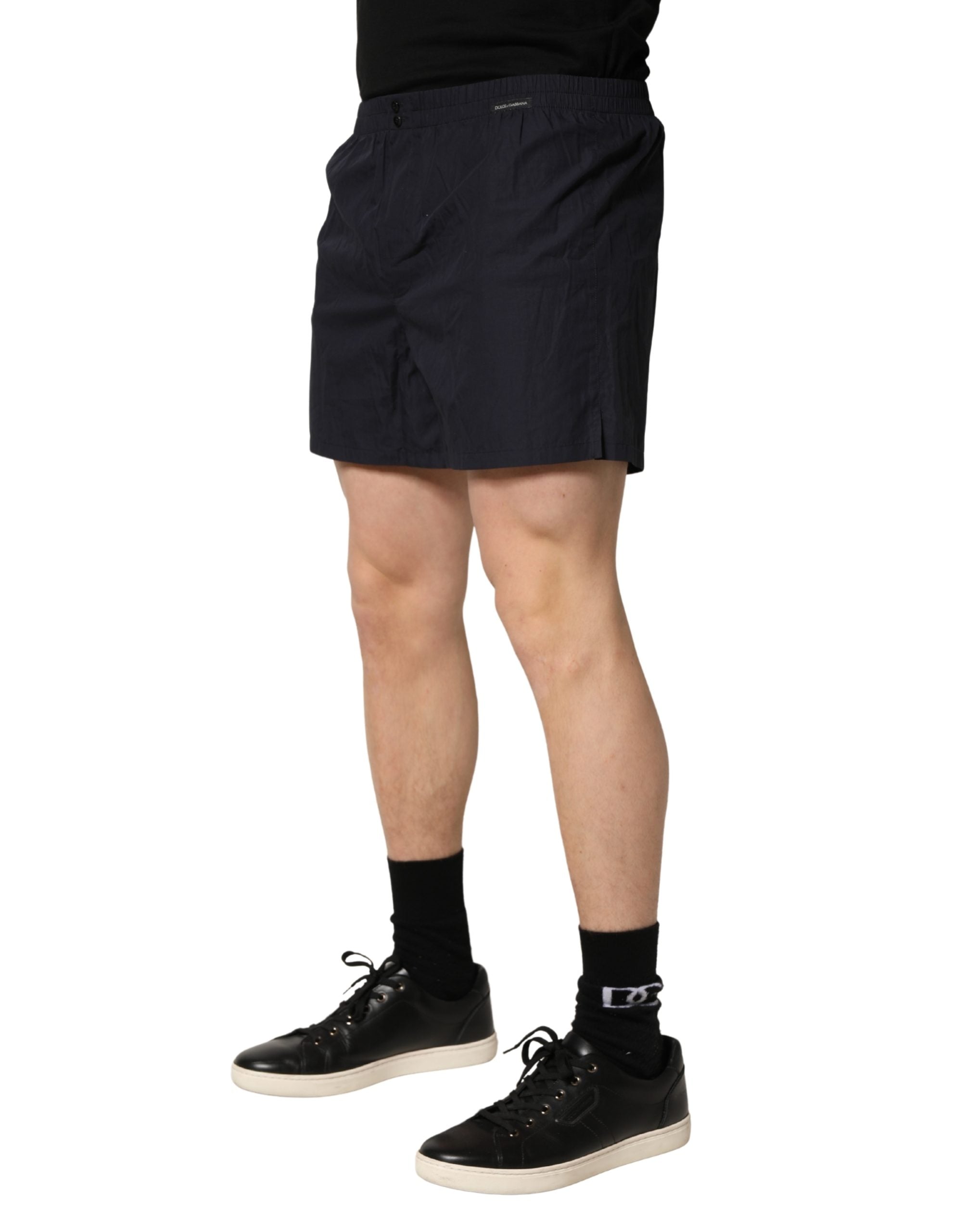 Dolce & Gabbana Black Cotton Elastic Waist Swim Shorts Men's Swimwear