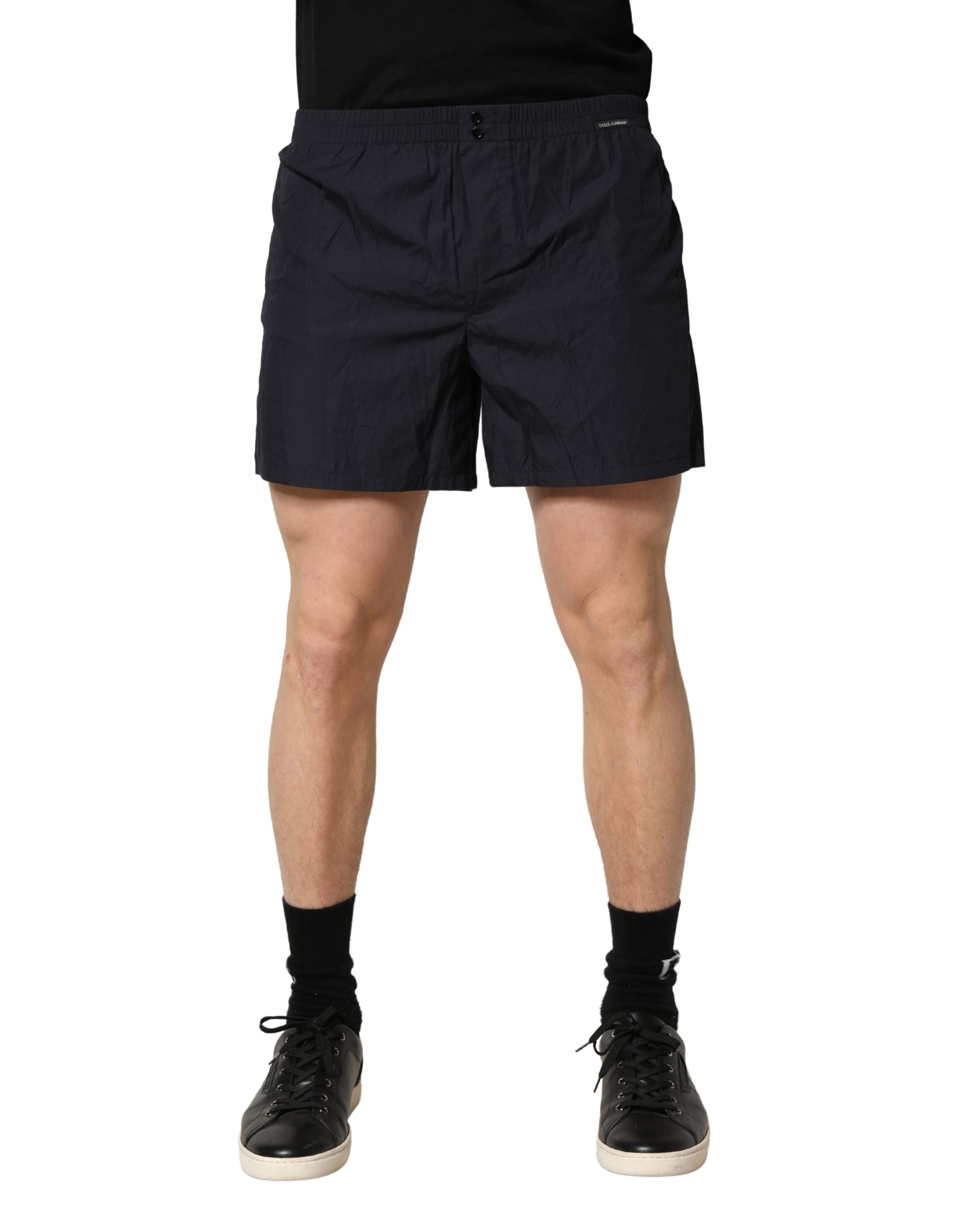 Dolce & Gabbana Black Cotton Elastic Waist Swim Shorts Men's Swimwear