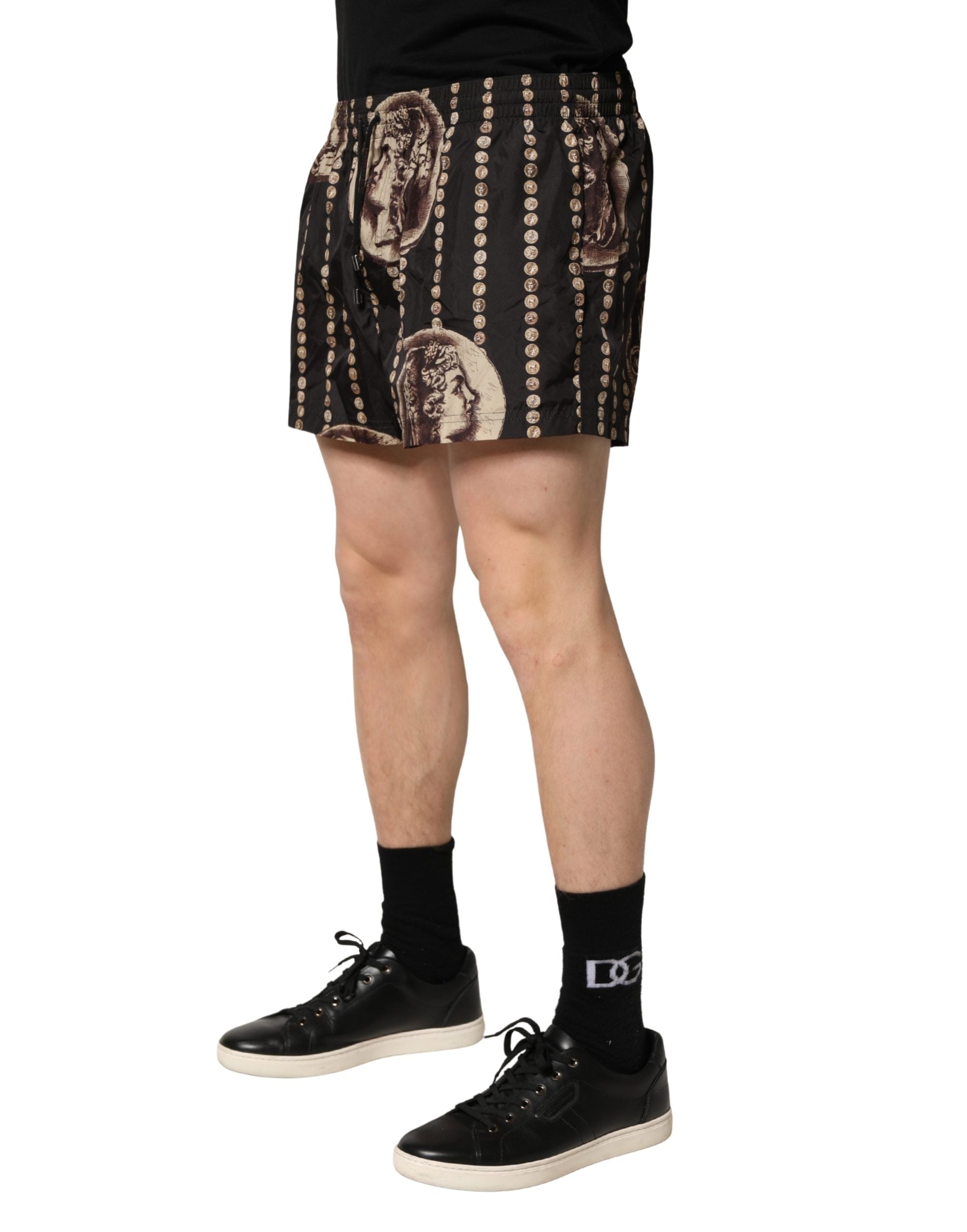 Dolce & Gabbana Black Roman Coin Print Swim Shorts Men's Swimwear