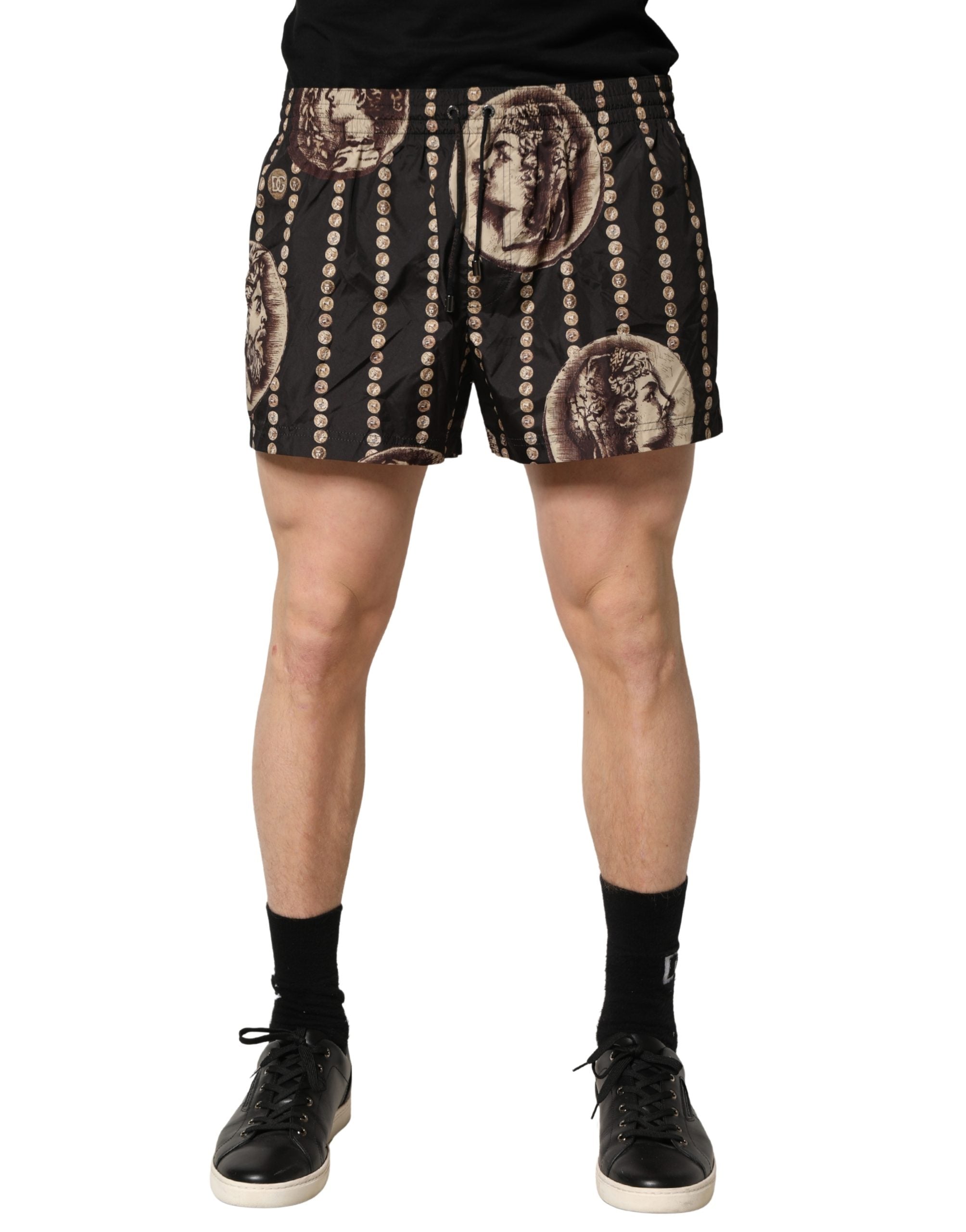 Dolce & Gabbana Black Roman Coin Print Swim Shorts Men's Swimwear