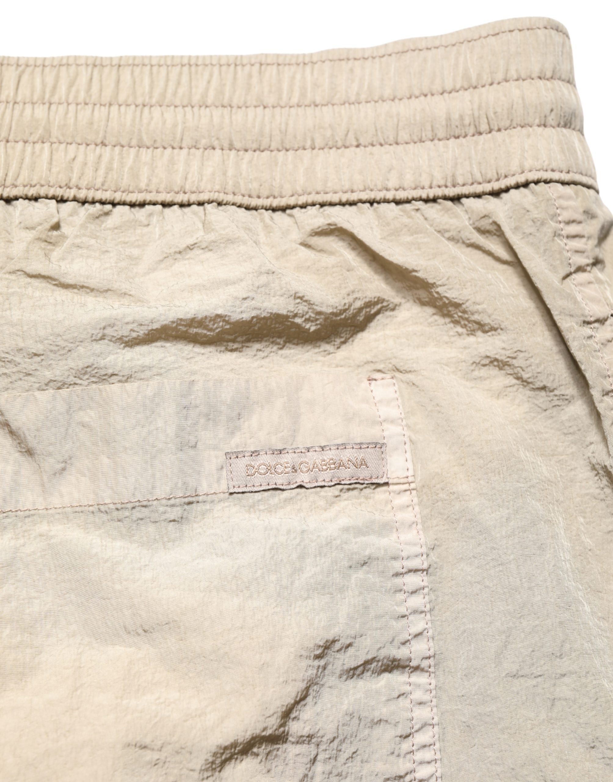 Dolce & Gabbana Brown Nylon Drawstring Swim Shorts Men's Swimwear