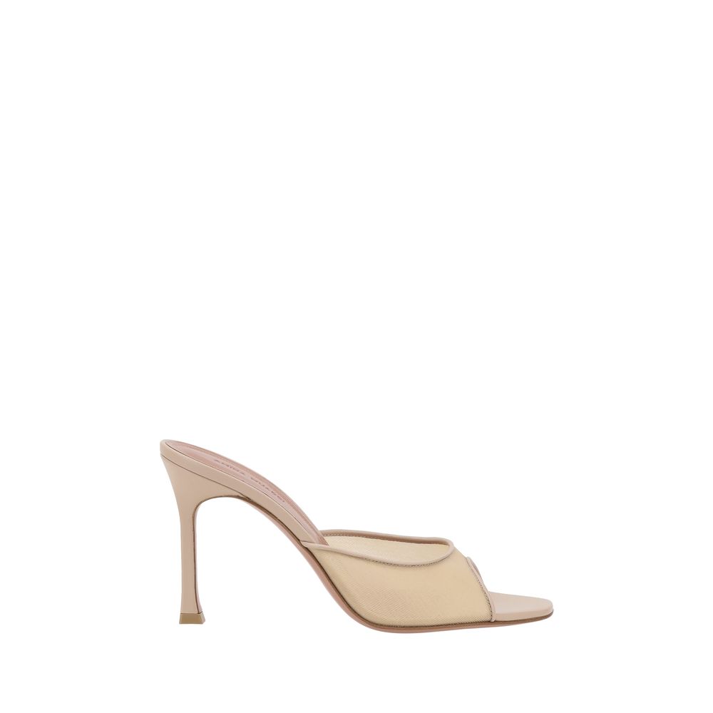 Amina Muaddi Beige Fabric Women's Slippers