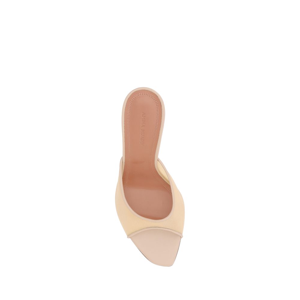 Amina Muaddi Beige Fabric Women's Slippers