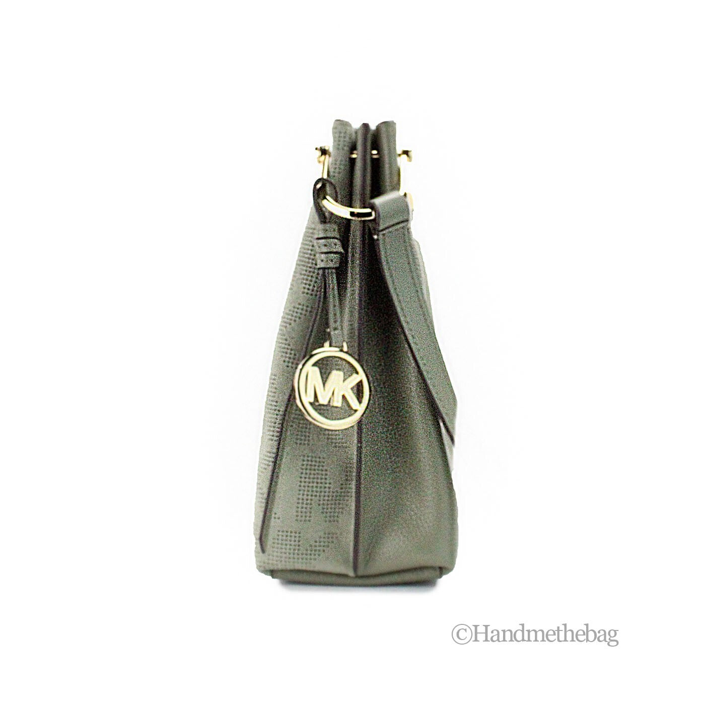 Michael Kors Michael Kors Joan Small Green Perforated Suede Leather Slouchy Messenger Women's Handbag