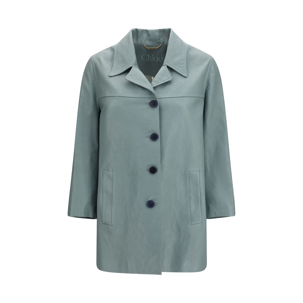 Chloé Blue Lamb Leather Leather Women's Jacket