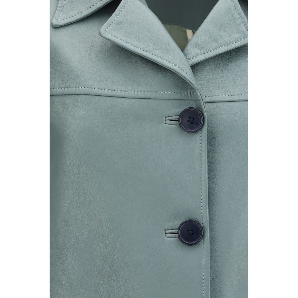 Chloé Blue Lamb Leather Leather Women's Jacket