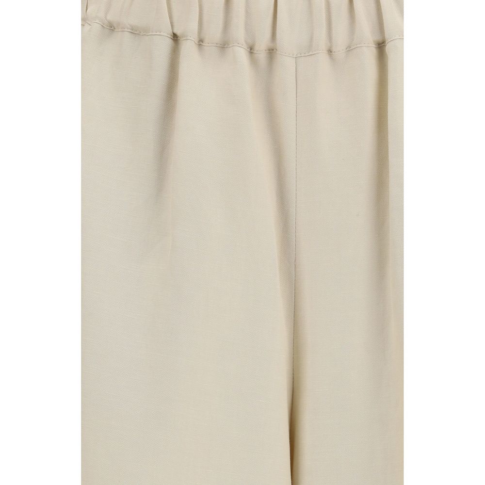Max Mara Beige Linen Casual Women's Pants