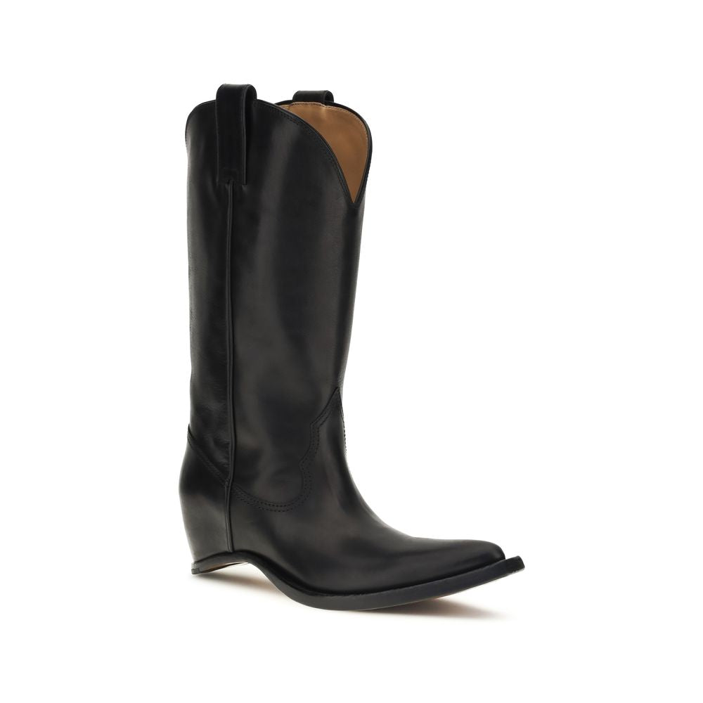 Maison Margiela Black Calf Leather Bos Taurus Ankle Women's Boots