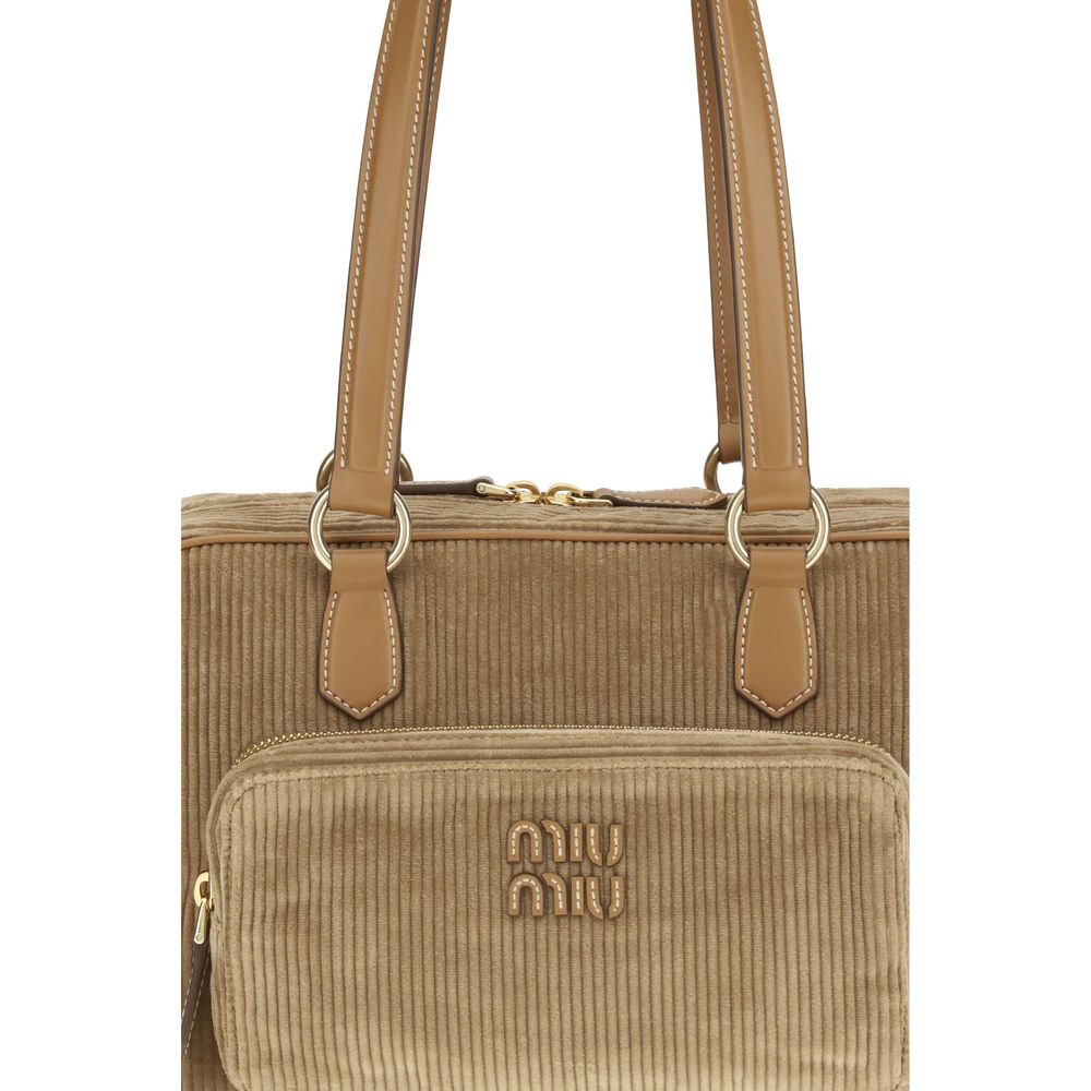 Miu Miu Beige Cotton Shoulder Women's Bag