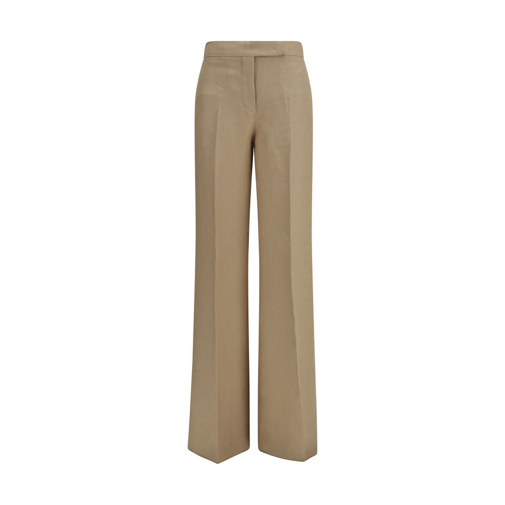 Max Mara Beige Linen Casual Women's Pants