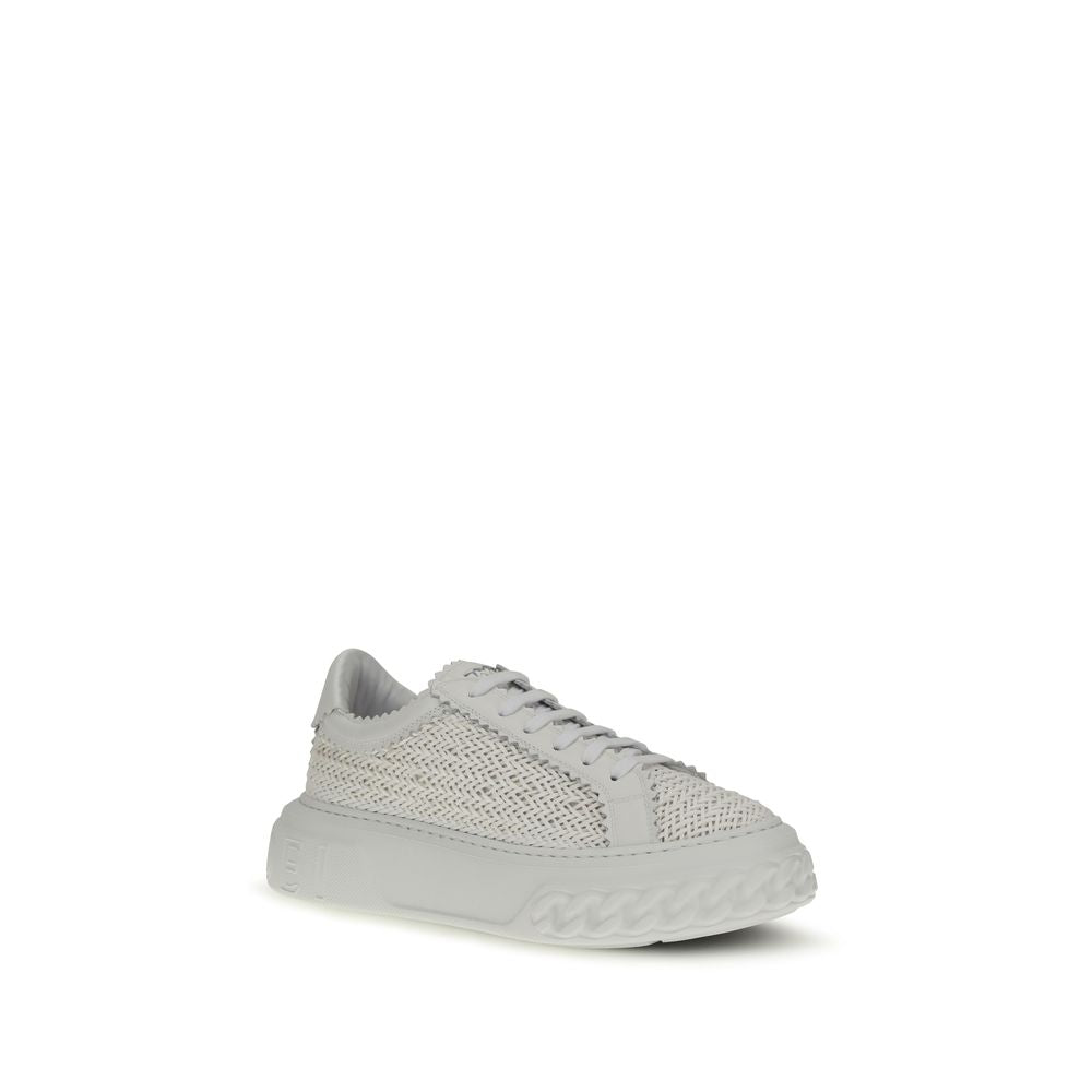 Casadei White Calf Leather Bos Taurus Chunky Women's Sneakers