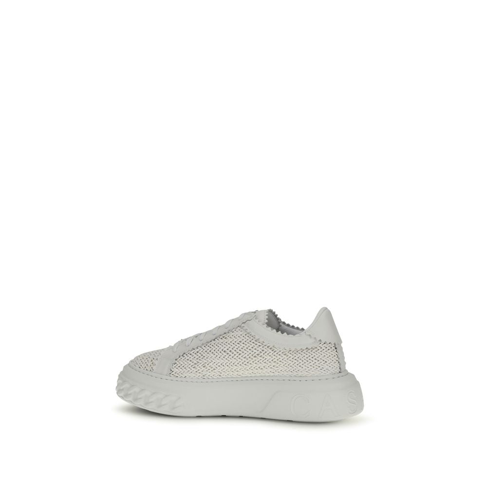 Casadei White Calf Leather Bos Taurus Chunky Women's Sneakers