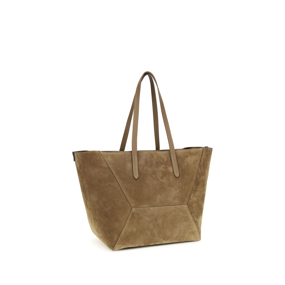 Brunello Cucinelli Beige Calf Leather Bos Taurus Shoulder Women's Bag