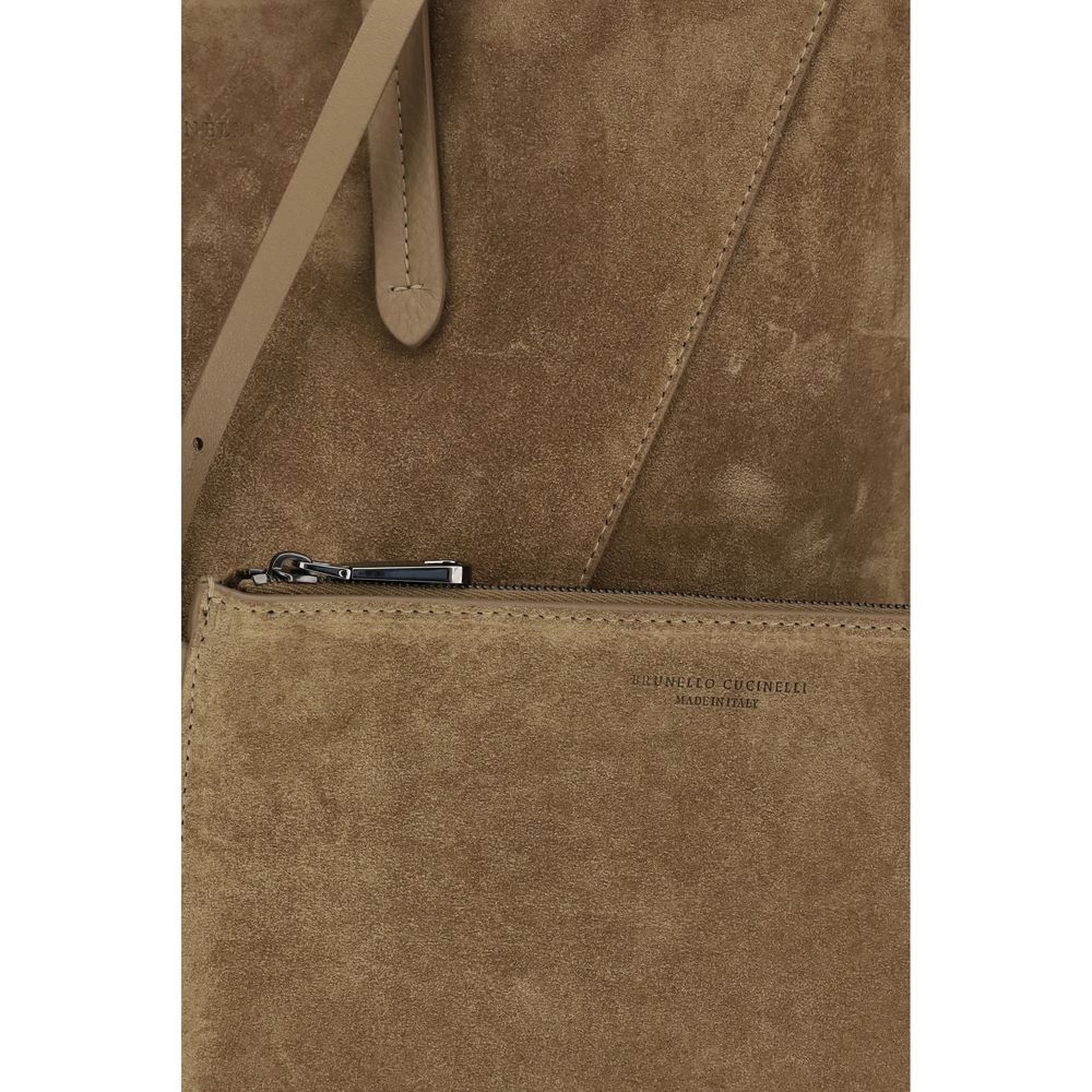 Brunello Cucinelli Beige Calf Leather Bos Taurus Shoulder Women's Bag